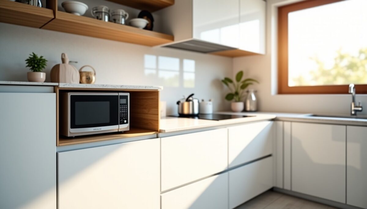 Découvrez l'astuce ingénieuse pour dissimuler votre micro-ondes dans la cuisine